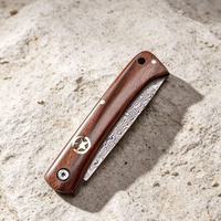 Couteau pliant de camping de haute qualité pour l'extérieur, lame en acier Damas, manche en bois, couteau de survie, couteau de randonnée, couteau de poche