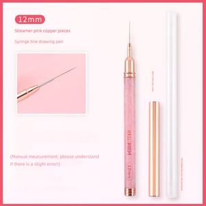 Nouveau stylo de dessin pour ongles en nylon rose, 5 ensembles de stylos pinceaux à ongles à pointe fine avec manche en résine, fournisseur en gros d'articles pour ongles - Product Image 5