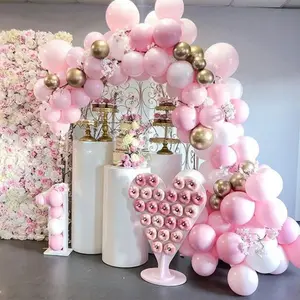 Balões para decoração de festa de aniversário, balões redondos de ouro, branco e rosa para decoração de arco, dia dos namorados e meninas