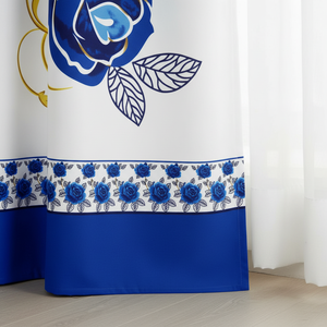 Ensemble de literie ODM/OEM King Size 8 pièces, draps de <span class=keywords><strong>lit</strong></span> bleus à imprimé floral, rideaux en polyester, taies d'oreiller, <span class=keywords><strong>couvre</strong></span>-<span class=keywords><strong>lit</strong></span> pour usage quotidien léger - Product Image 2