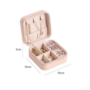 High Quality Custom Pu Leather Mini Portable Jewelry <b>Box</b> Organizer Fashion Travel Jewellery Storage <b>Box</b> for <b>Earrings</b> Necklaces - Product Image 4