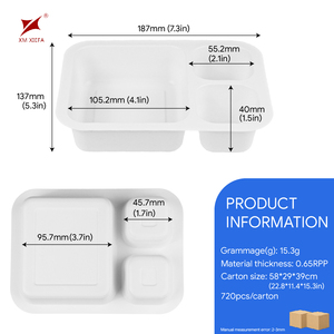 Barquette alimentaire jetable en PP blanc à 3/4 compartiments, thermoscellable, micro-ondable, pour la préparation de repas, à emporter, type bento, pour la restauration rapide - Product Image 2