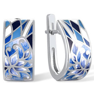 Orecchini a Cerchio con Fiore in Oro Bianco, Gioielli Classici da Donna in Lega di Zinco, Orecchini alla Moda con Incastonatura a Apertura - Product Image 1