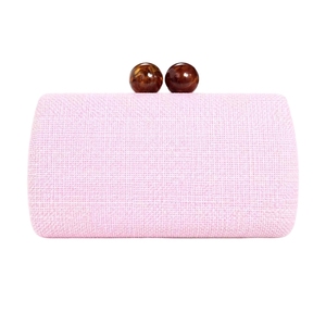 Women Elegant Straw Woven Clutch <b>Purse</b> Acrylic Closure Evening Bag Simple Square Handbag with Detachable Metal Chain - Product Image 2