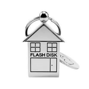 YONANSON Metal House Shaped USB Flash Drive Corporate Pendrive Gift Flash Disk Custom Logo