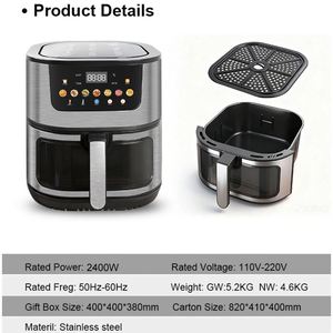 Friteuse à air intelligente multifonctionnelle grande capacité 15L avec écran couleur visible, double chauffage supérieur et inférieur, pour frites - Product Image 6