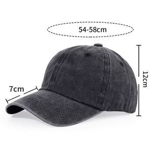 Casquette de baseball vintage en coton délavé avec logo personnalisé pour homme, style papa, 5 ou 6 panneaux, réglable, en jean délavé noir, pour le sport - Product Image 2