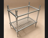 Pieds de table en acier inoxydable poli, finition miroir chromé brillant, socle de meuble pour bars, pubs, restaurants, salons, casinos