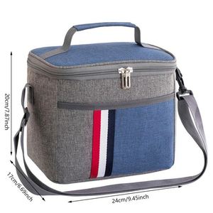 Customized Waterproof Oxford Cloth Aluminum Foil Insulated Lunch Bag for Office with Shoulder Strap Portable Picnic Cooler Bag - Product Image 3