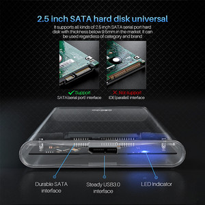 2.5インチ透明プラスチックHDD <span class=keywords><strong>SSD</strong></span>ケース<span class=keywords><strong>SATA</strong></span> III USB 3.0エンクロージャ外部HDDラップトップPC用 - Product Image 2