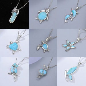 Liontin hewan laut perak 925 dengan Larimar dengan cermat dibuat untuk pakaian elegan gaya lucu untuk pesta dan hadiah - Product Image 4