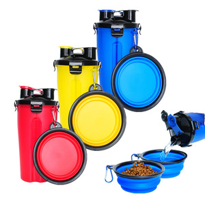 Bouteille d'eau et de nourriture pour chien 2 en 1 pour les voyages en plein air, gobelet de voyage pour chien, récipient pour nourriture pour animaux de compagnie avec bols pliables pour chien - Product Image 5