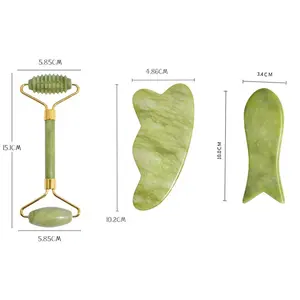 Натуральный нефритовый ролик для лица с массажером для глаз, ролик для лица, настоящий нефритовый 100%, Нефритовый камень