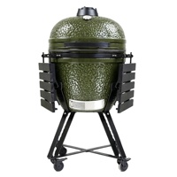 Parrilla Kamado Big Joe Serie Auplex de 23 Pulgadas, Resistente, Recién Llegada, Acabado Glaseado, Ahumador de Cerámica para Barbacoa, Negro Brillante Rojo OEM LFGB