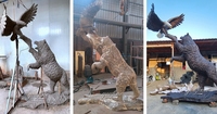 YOUFINE büyük yaşam boyutu açık bronz Grizzly ayı heykelleri bahçe çim süs heykel karşılama dekoratif Yard satılık