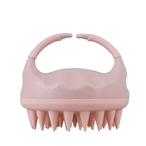 Lohas Private Logo Updated Wet and Dry Wheat Straw Round Shape Silicone SPA Scalp Massager Shampoo Hair Wash Scalp Comb Brush