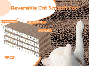 Lot de 4 griffoirs pour chat avec boîte, griffoir en carton pour chats d'intérieur, griffoir réversible avec boîte à herbes aromatiques pour chat, lit personnalisé - Product Image 6