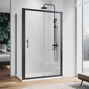 אומייגה 1000x700 מ""מ מארז מקלחת הזזה שחור 6 מ""מ תא מקלחת מזכוכית מחוסמת