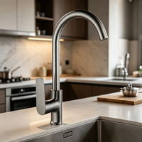 Robinet de cuisine de luxe en cuivre doré brossé, double commande, cartouche céramique, monocommande, pivotant à 360°, installation monotrou