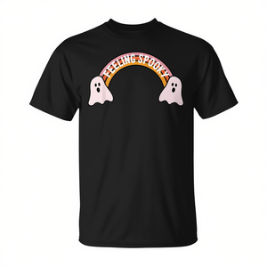 Camiseta de Halloween con Diseño de Fantasma Arcoíris, Unisex para Adultos, Manga Corta, Cuello Redondo, Impresión Digital, Actividades Promocionales - Product Image 2