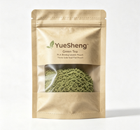 Sachet de thé biodégradable en kraft enduit PLA avec fenêtre transparente, fermeture à trois côtés, fermeture éclair refermable, conservation de l'arôme, compostable, qualité alimentaire, personnalisable