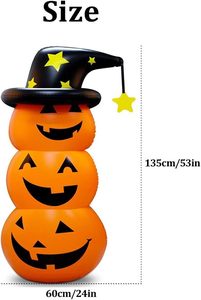 Linterna de Calabaza de PVC Amarilla Apilable para Halloween con Decoración de Sombrero de Bruja, Ligera y Plegable - Product Image 3