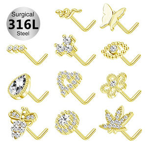 Toposh 스타 문 하트 클래식 CZ 316L 스테인레스 스틸 피어싱 쥬얼리 세트 여성용 중격 코 링 - Product Image 4