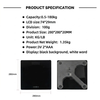 Balance connectée LEAONE 180 kg avec analyseur de graisse corporelle, écran LCD rétroéclairé, précision 10g, alimentation par piles, mesure IMC et poids corporel