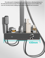 Robinet de douche thermostatique intelligent en laiton avec barre coulissante, poignée unique, pommeau de douche carré, surface polie, jets doux/pluie/puissants/massage