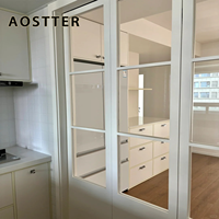 Puerta Plegable de Aluminio Extruido AOSTTER en Blanco Limpio con Doble Acristalamiento Low-E IGU y Diseño Anti-Pinch para Apartamentos de Lujo