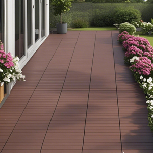 2FT DIY Interlocking piastrelle per Patio ponte esterno balcone interno installazione rapida 24 pezzi rosso marrone FCJ per campi