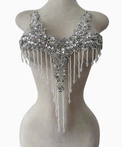 Ecoparto in cristallo di perle fantasia con perline Applique con nappine abbigliamento moda accessorio abito fai da te artigianato maglione cappotto ornamenti - Product Image 2