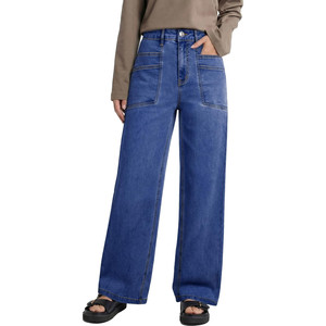 Pantaloni in denim elasticizzati a gamba larga a vita alta da donna Sidefeel - Product Image 4