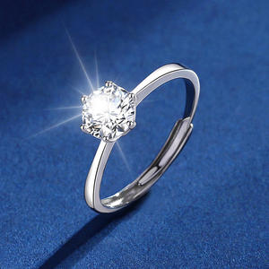 Anillo de tungsteno de 1 quilate con seis garras y diseño de corazón de diez flechas, estilo japonés/coreano, anillo de compromiso de diamantes para mujer - Product Image 3