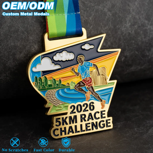 Medaglia in Metallo per Partecipazione a Fun Run con Testo 3D in Rilievo e Nome Personalizzato dell'Evento per Maratona Infinity Bambini - Product Image 1