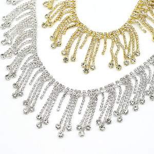 Bling <strong>Tassel</strong> Rhinestone Chain <strong>Trims</strong> for Bridal Wedding Dress Belt Decoration - Product Image 1
