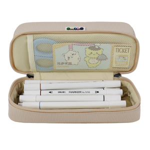 SENDA Estuche Simple de Nailon para Lápices con Parche de Sonrisa, Cierre de Doble Cremallera, Bolsa de Almacenamiento de Papelería Tamaño A5 - Product Image 6