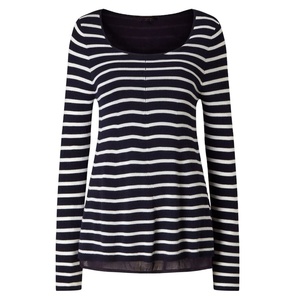 Delle donne nero bianco Stripe Knit Top Classico delle donne Della Banda Maglia T-Shirt - Product Image 2