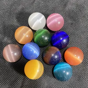 Sfera di occhi di gatto di dimensioni Mini da 2CM Mix di sfere di cristallo colorate che curano la sfera naturale rotonda da 18-20MM per la decorazione domestica