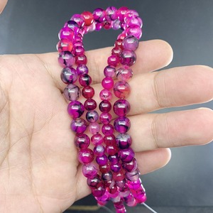ลูกปัดหินอาเกตลายมังกรสีชมพูธรรมชาติทรงกลมขนาด 6 มม. สำหรับทำเครื่องประดับ ขายส่ง อุปกรณ์ DIY - Product Image 2