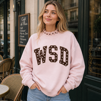 Sweat-shirt surdimensionné personnalisé pour femme, col rond, en coton, avec broderie de lettres, style vintage décontracté, pull-over