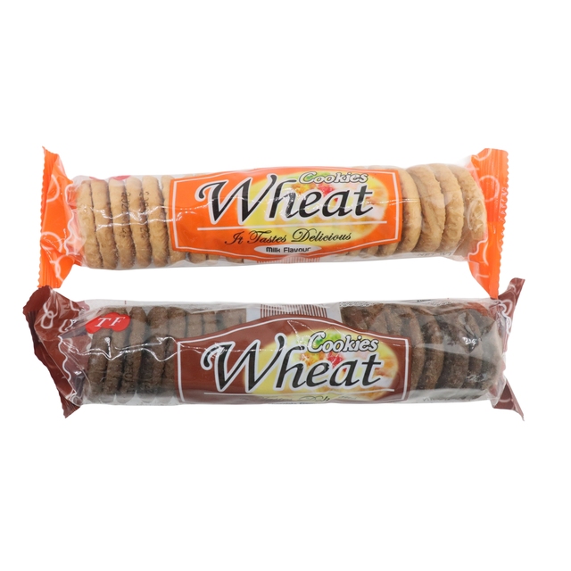 Wheat Round Shaped Biscuit Milk Chocolate Flavor Cookies Biscuit Chocolate Candy