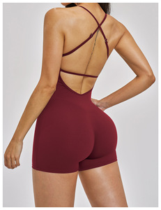 Mono corto transparente sin tirantes para mujer, informal, sin espalda, sin mangas, estilo deportivo - Product Image 4