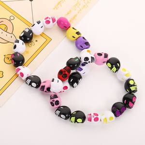 Halloween Colorful Skull Straight Hole Acrylic <b>Beads</b> for DIY Handmade Material <b>Bracelet</b> Key Chain Accessories - Product Image 3