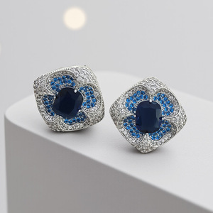 Fashion Stud Earrings <b>Flower</b> Shape <b>Cushion</b> Cut Zircon Bezel Setting Party Women's Jewelry - Product Image 3