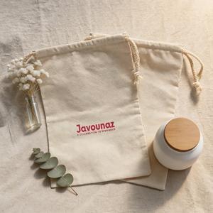 Natural 100% Eco Friendly Beige Cotton <b>Drawstring</b> <b>Bag</b> With Logo Brand Printed for Gift Small Dust Pouch Custom Logo - Product Image 5