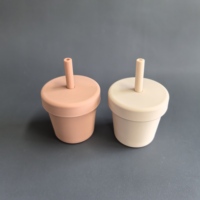 Gobelet à paille pour bébé en silicone de qualité alimentaire, mini gobelet en acier inoxydable, gobelet d'apprentissage en silicone pour tout-petits, écologique