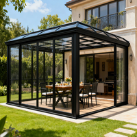 Techo Corredizo Retráctil Automático para Terraza de Villa Moderna, Impermeable, con Estructura de Aluminio y Vidrio Laminado Templado, Móvil 4