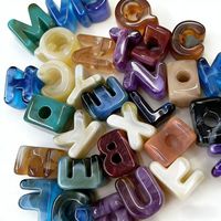 Perles en marbre turquoise à lettres sélectionnables, à grand trou, épaisses, pour accessoires DIY (sac, pendentif, porte-clés, chaîne de téléphone)