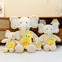 Boneka Gajah Kawaii Grosir, Boneka Gajah Lembut dan Bulu Halus dengan Tas Bintang Kuning yang Dapat Dilepas untuk Dekorasi Sofa, Hadiah Anak-Anak